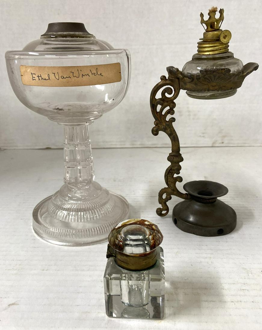 Antique Vapo Cresolene Medical Vaporizer Oil Lamp & Glass Bottle Lot. Unique & Curious. (1 of 8)