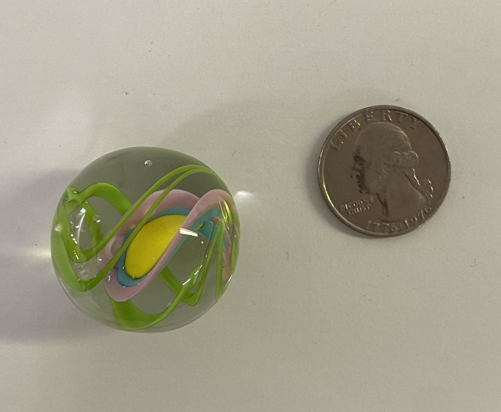 Four-Color Swirl Hand Blown Marble with Pontil Mark (1 of 4)