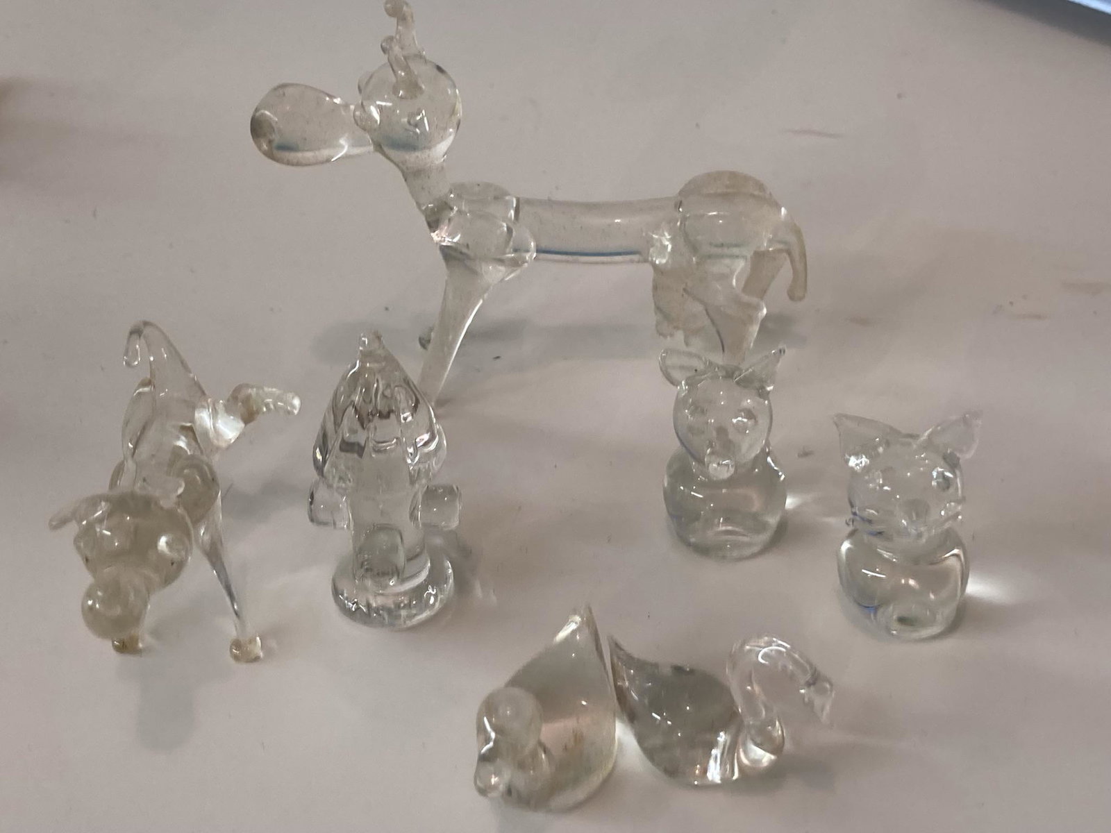 Hand Blown Miniature Glass Figurines Dog, Cow, Cat, Mouse, Fire Hydrant (1 of 9)