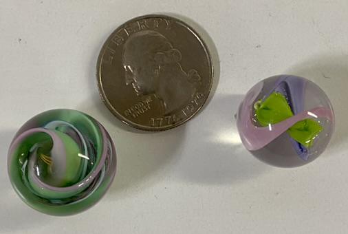 Lot of 2 Hand Blown Marbles with Pontil Marks (1 of 4)