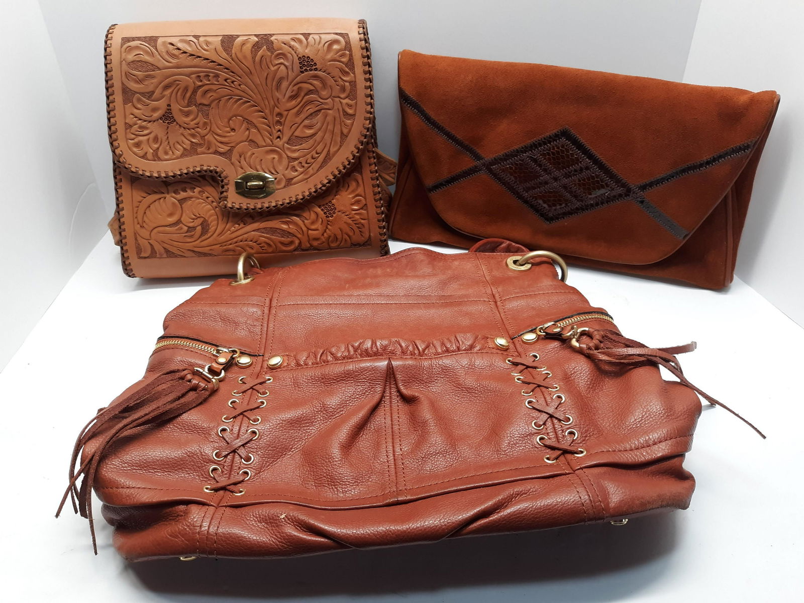 Two Leather and One Suede Purse (1 of 7)