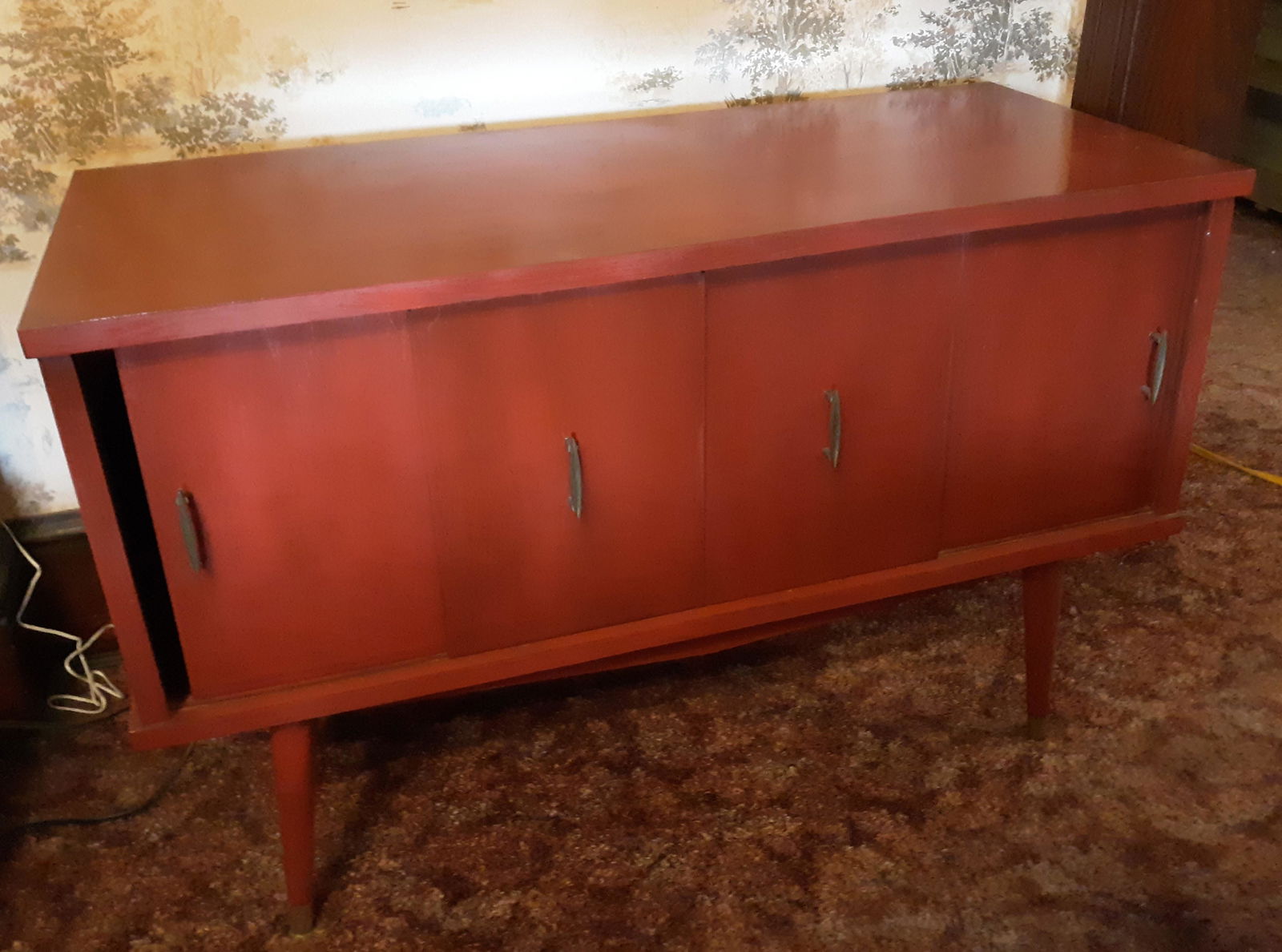 Vintage Red Cabinet with Sliding Doors (1 of 3)