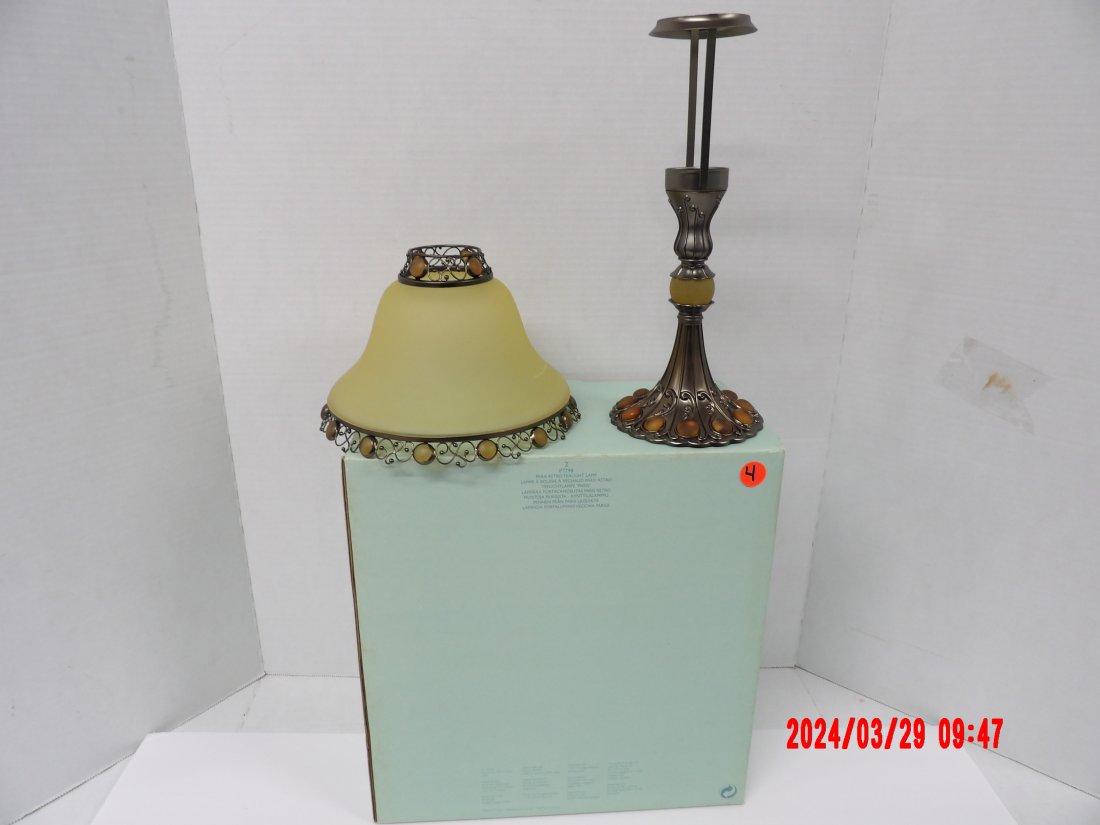Partylite P7798 Paris Retro Amber Tealight Table Lamp Candle Holder 12" (1 of 1)