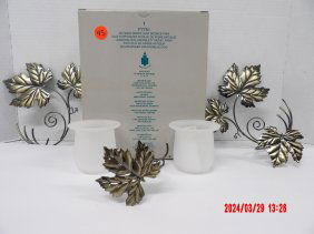 PartyLite P7751Antique Grape Leaf Sconce Pair