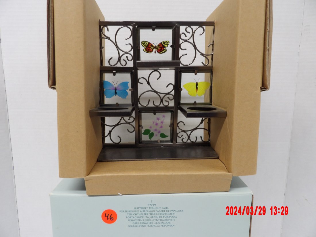 PartyLite P7729 Butterfly TeaLight Easel: PartyLite P7729 Butterfly TeaLight Easel 0065 - 9.5x5.5x9.5