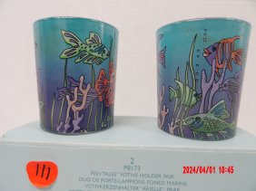 PartyLite P8173 Fish Tales Votive Holder Pair
