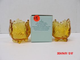 PartyLite P7596G Oak Leaf Votive Pair