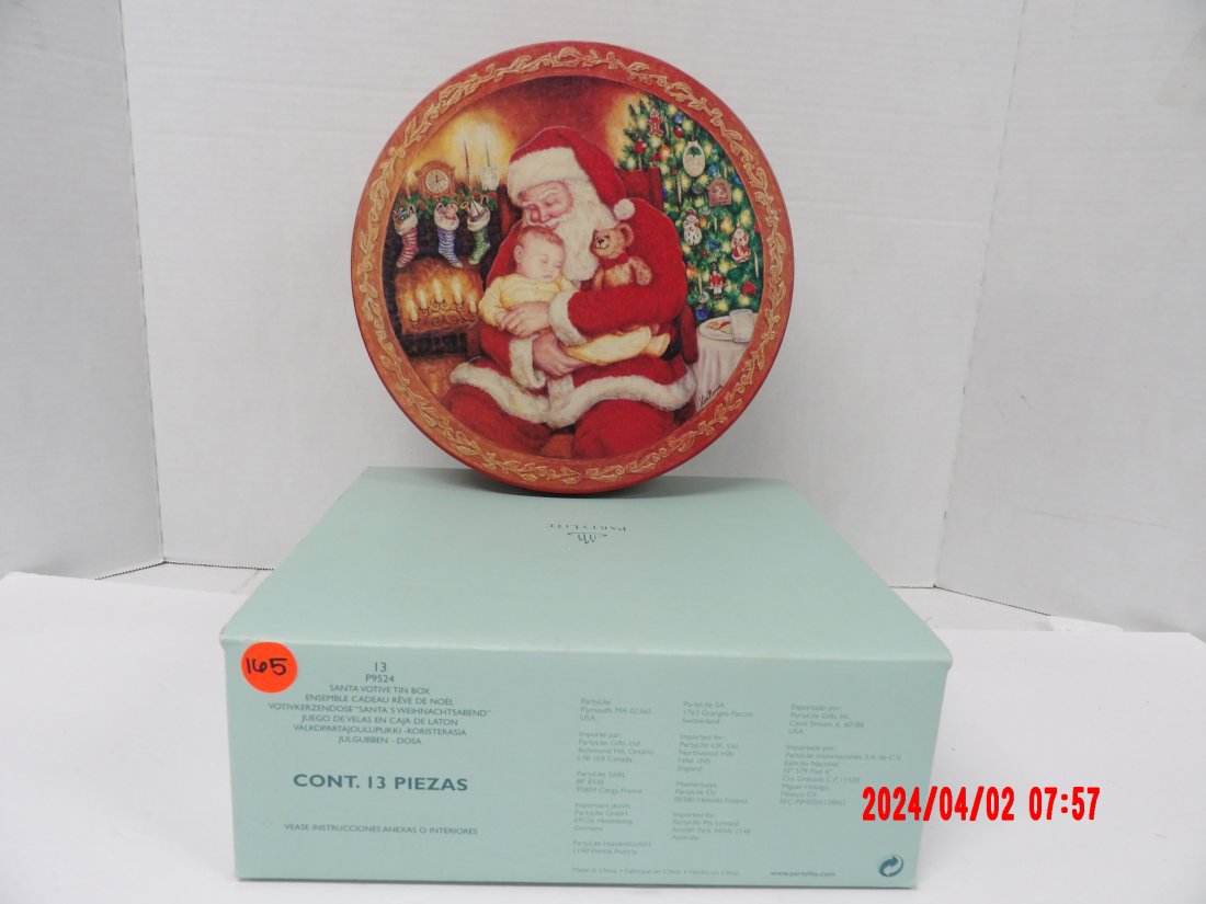 PartyLite P9524 Santa Votive Tin Box: PartyLite P9524 Santa Votive Tin Box 0184 - 9.5x10x4