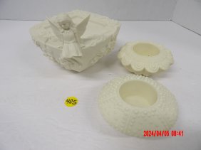 PartyLite P7103 (3pcs) Ivory Bisque Porcelain Enchanted Fairy Pillar