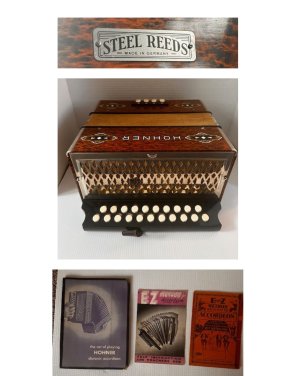 Vintage Hohner Accordion and 3 Music Books