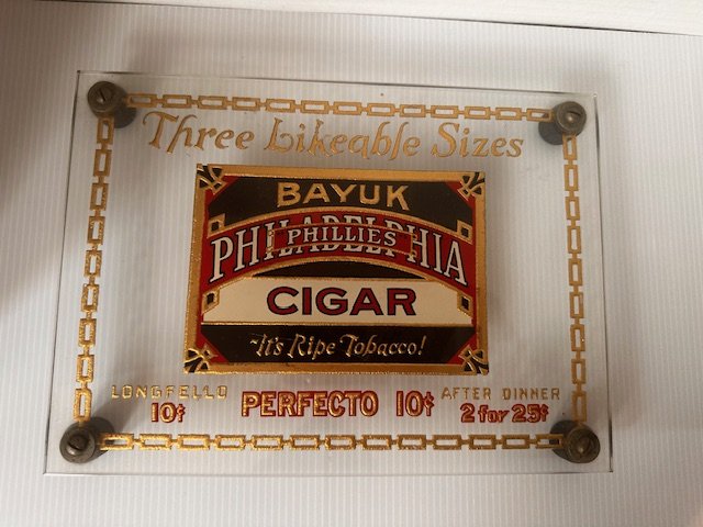 Vintage Cigar Advertising: Bayuk Philadelphia cigar advertising - glass