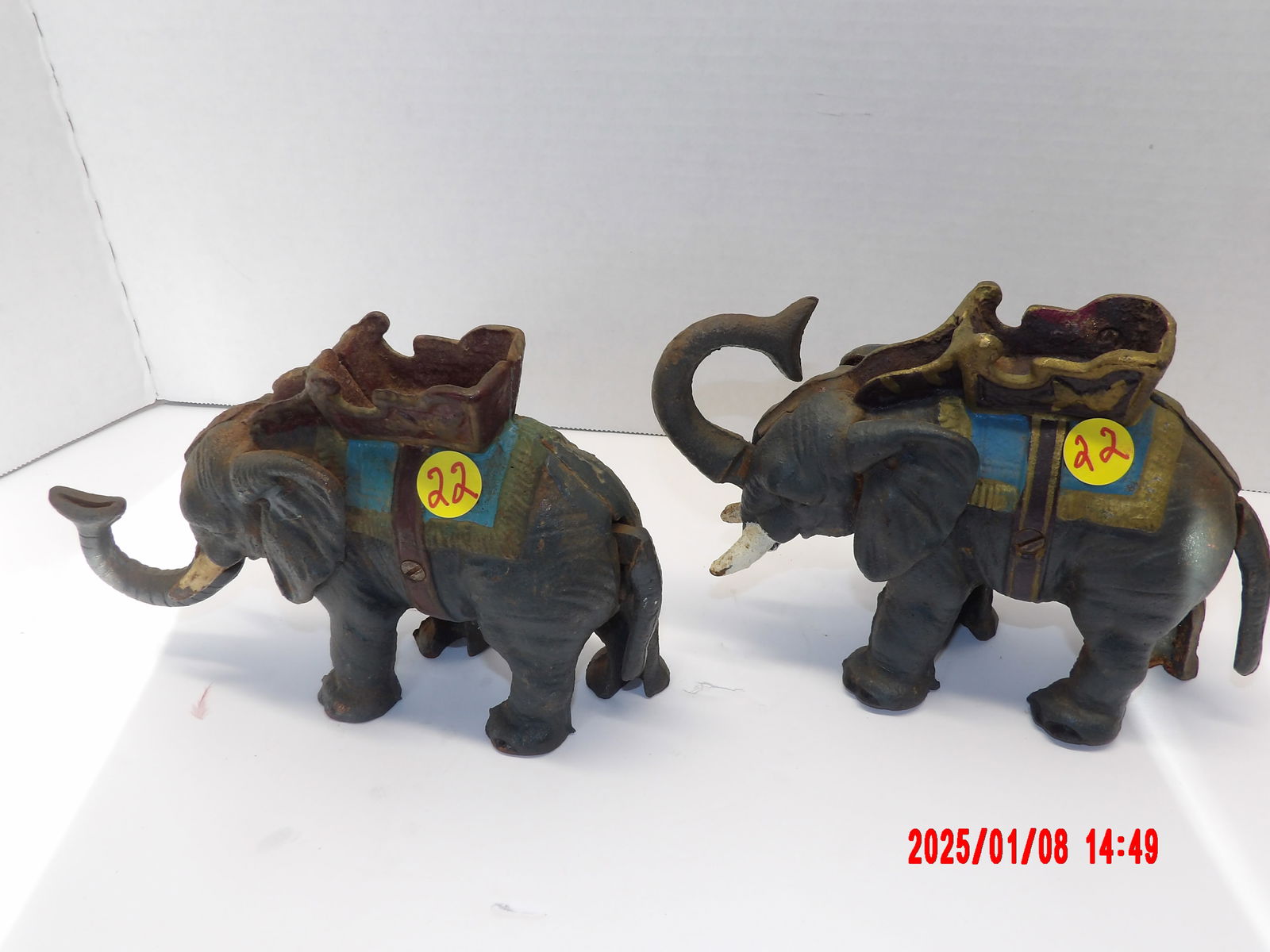 2 PC Vintage Cast Iron Circus Elephants (1 of 1)
