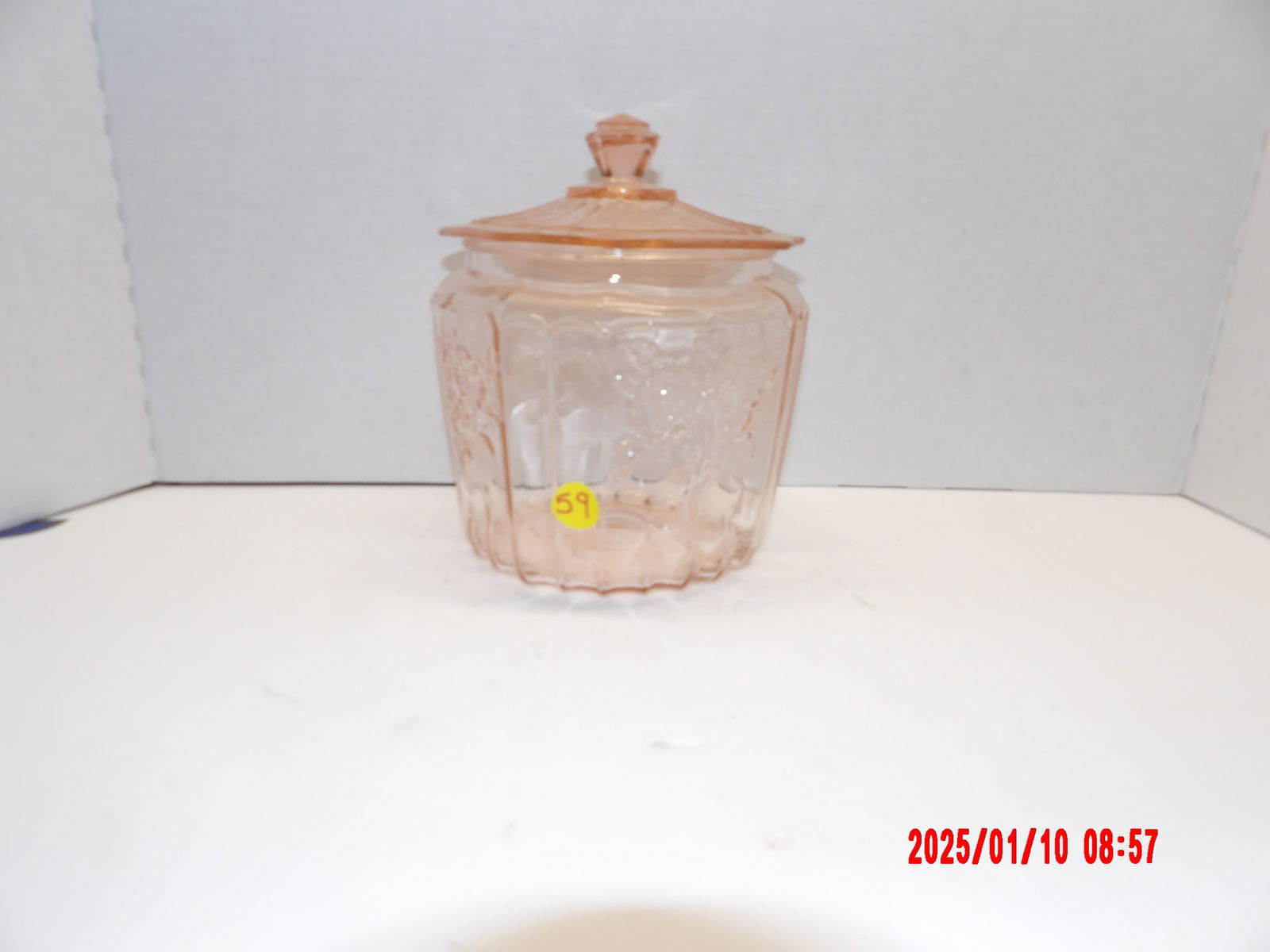 Pink Depression Glass Cookie Jar (1 of 1)