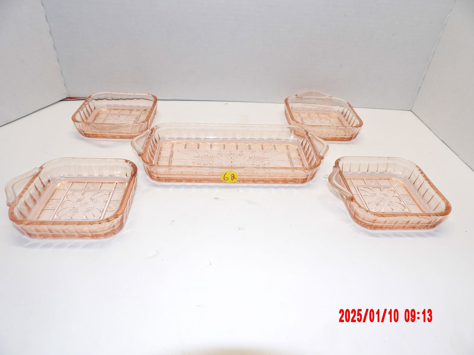 5 PC Pink Depression Glass Relish Set (1 of 1)