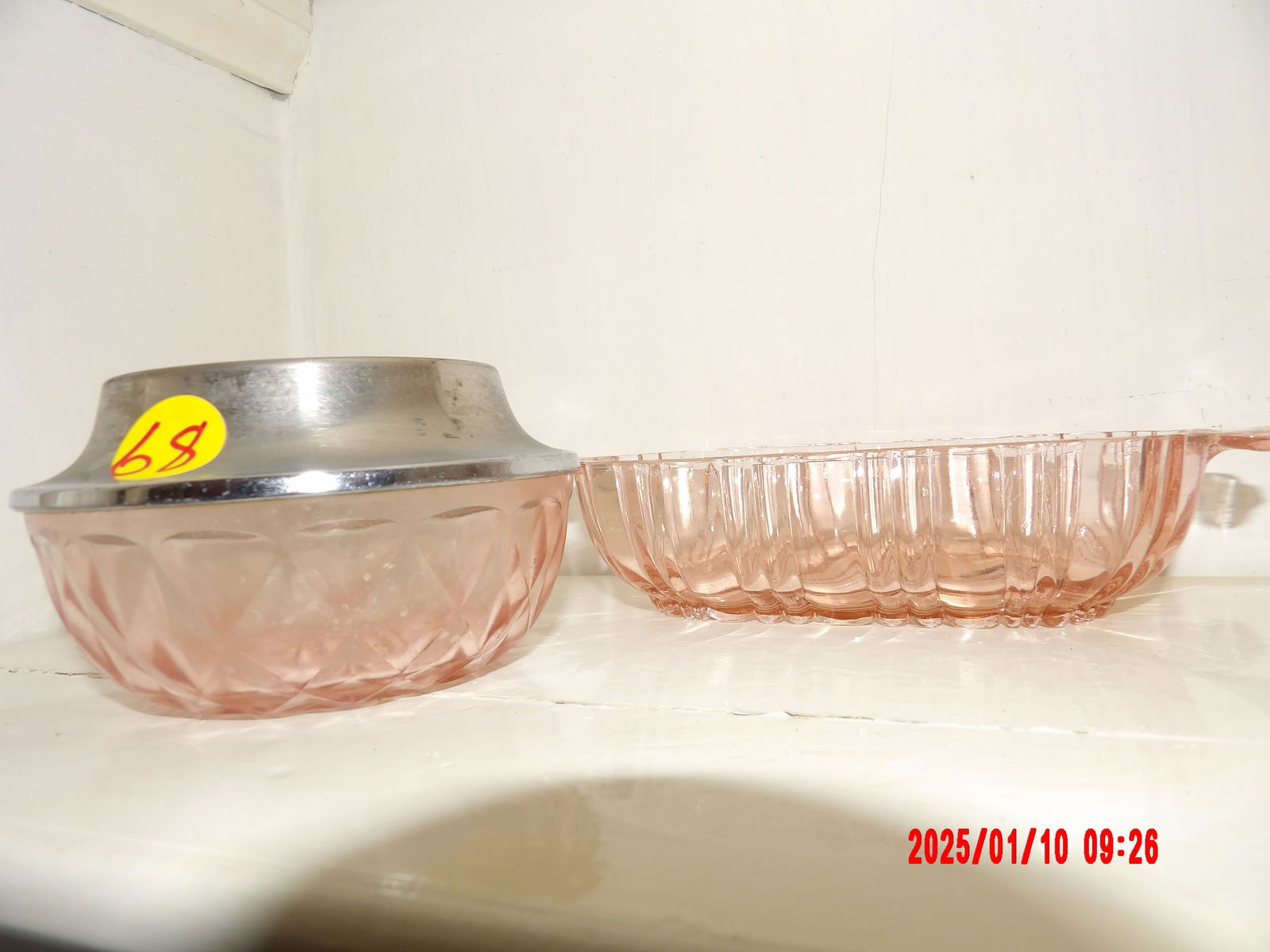 2 PC Pink Depression Glass Relish Dish Set (1 of 1)
