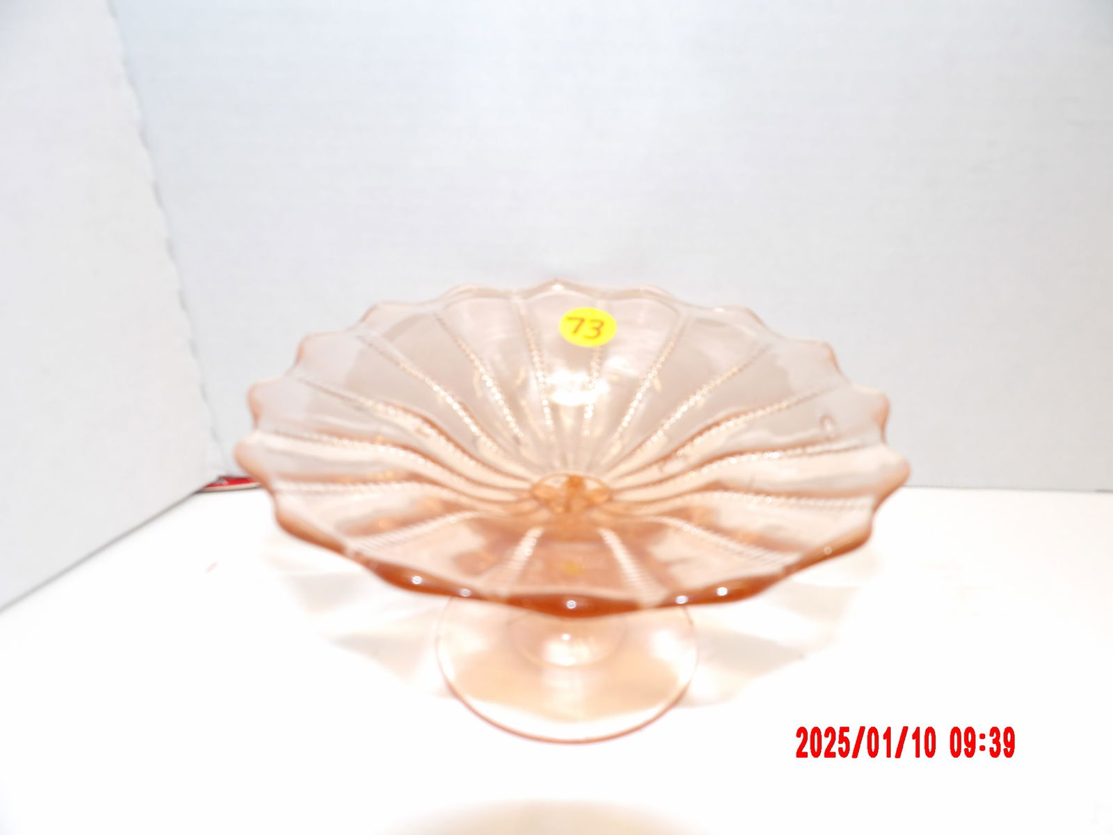 Pink Depression Pedestal Glass Dish (1 of 1)