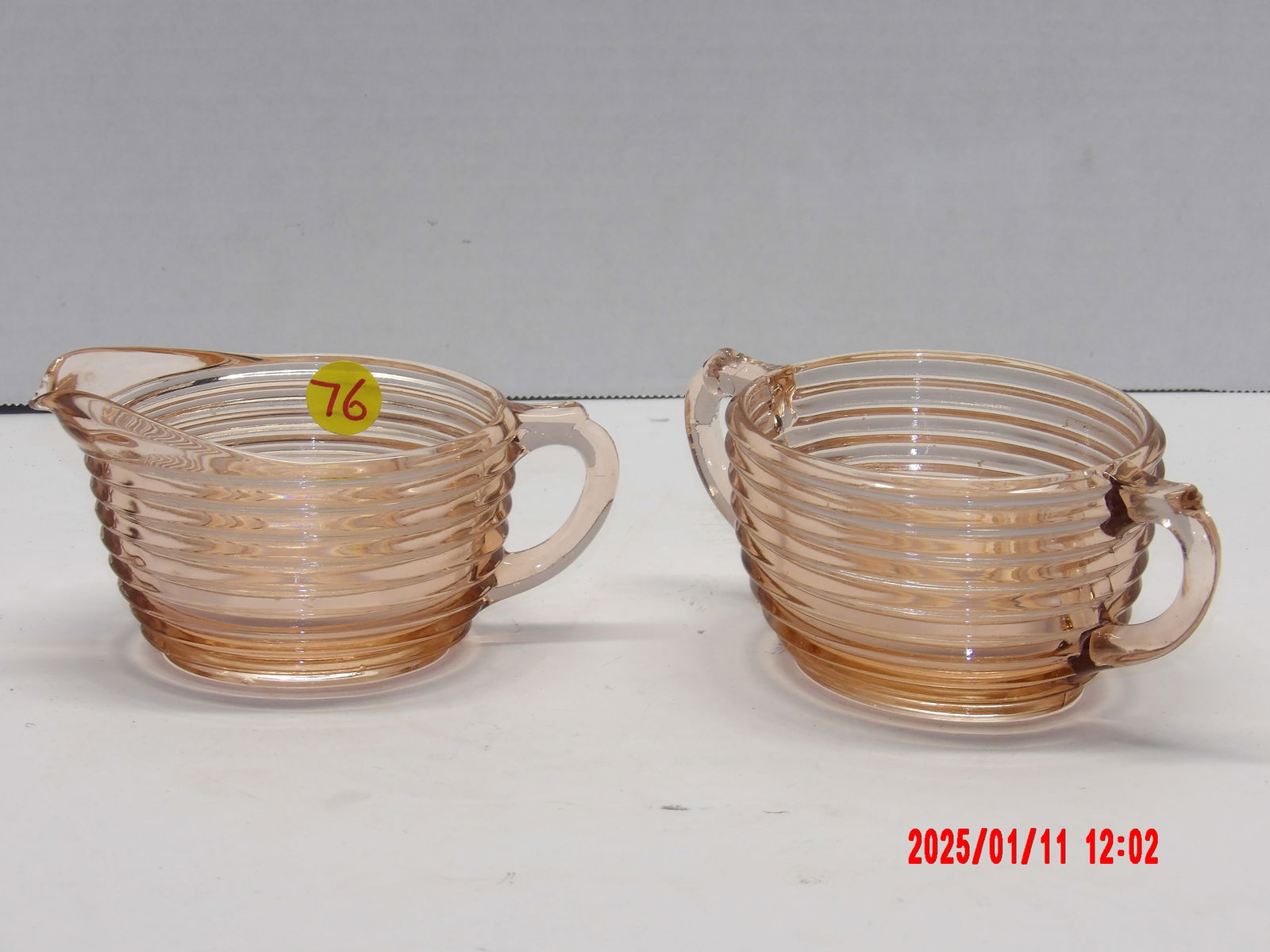 2 PC Pink Depression Glass Sugar and Creamer Set (1 of 1)