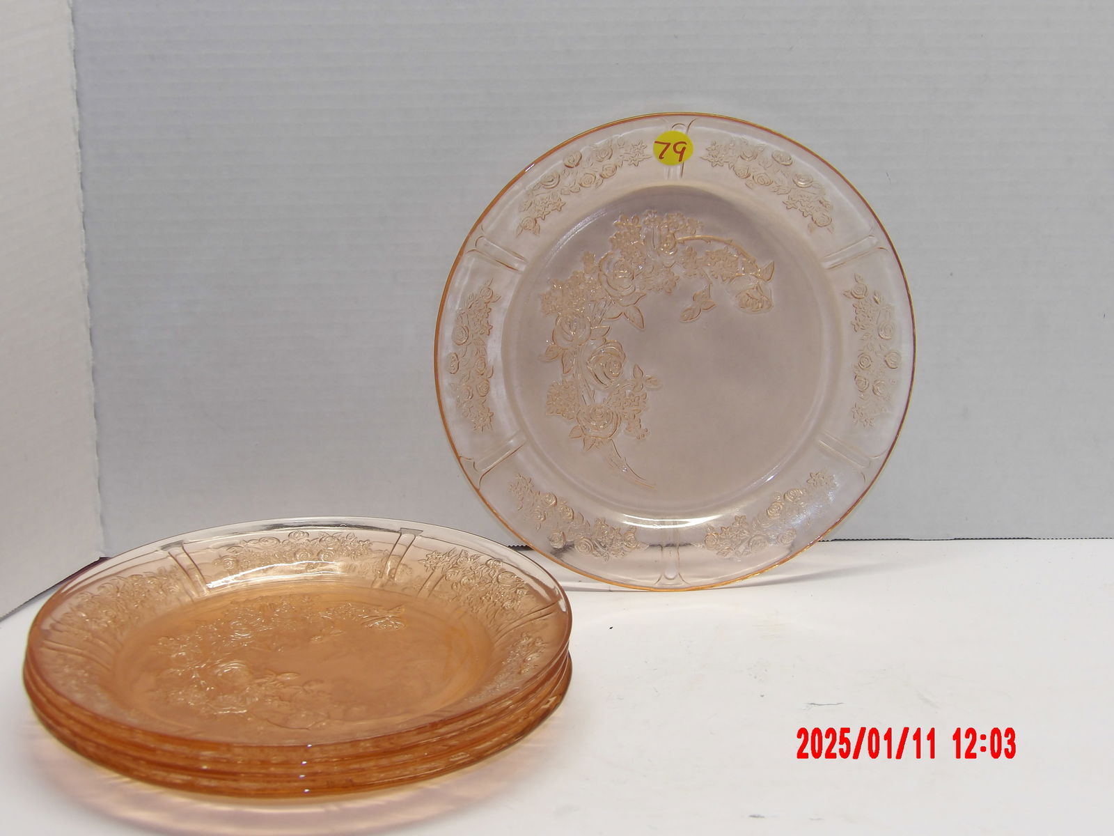 5 PC Pink Depression Glass Dinner Plated (1 of 2)