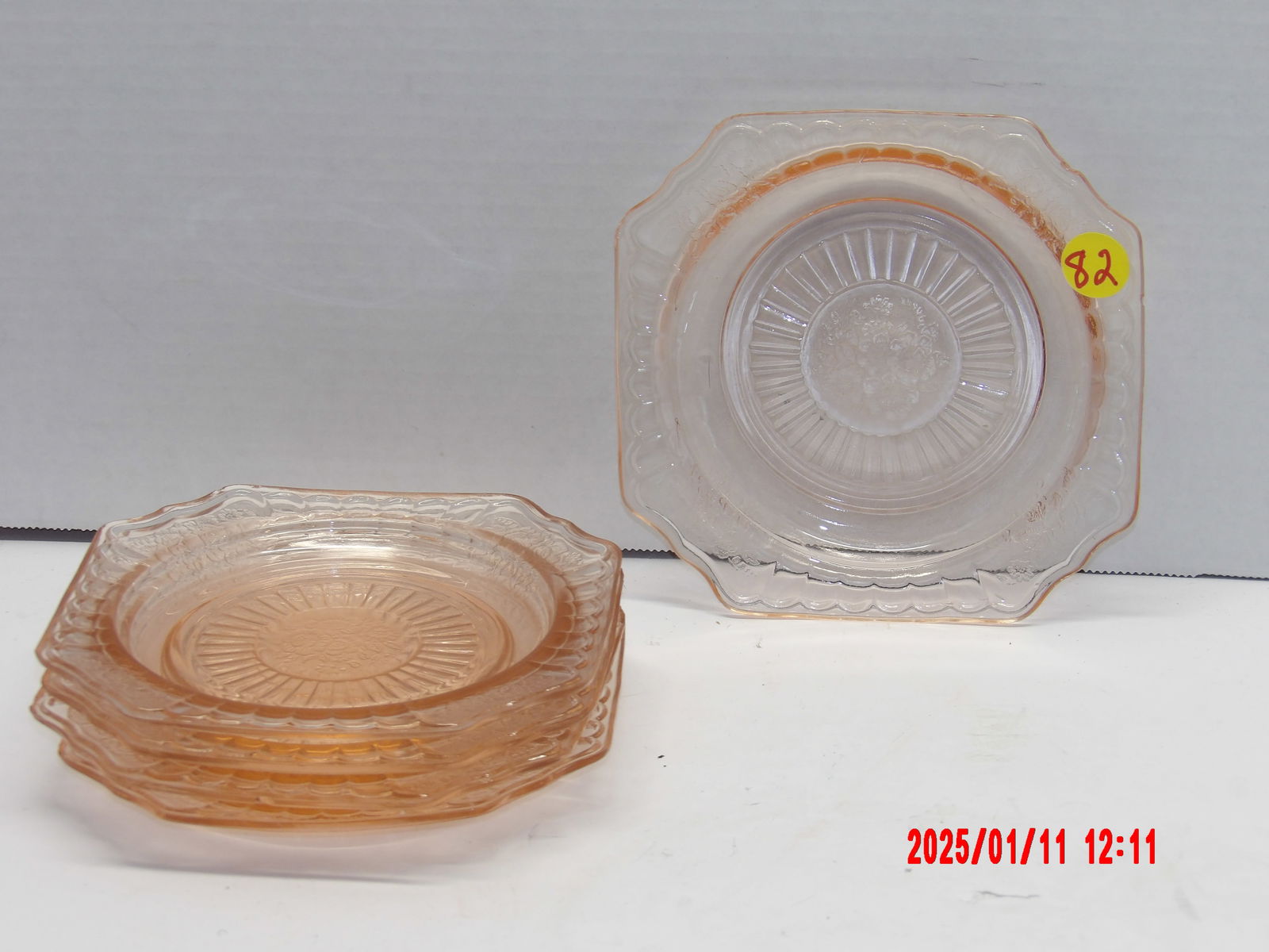 5 PC Pink Depression Glass Cake Plates (1 of 1)