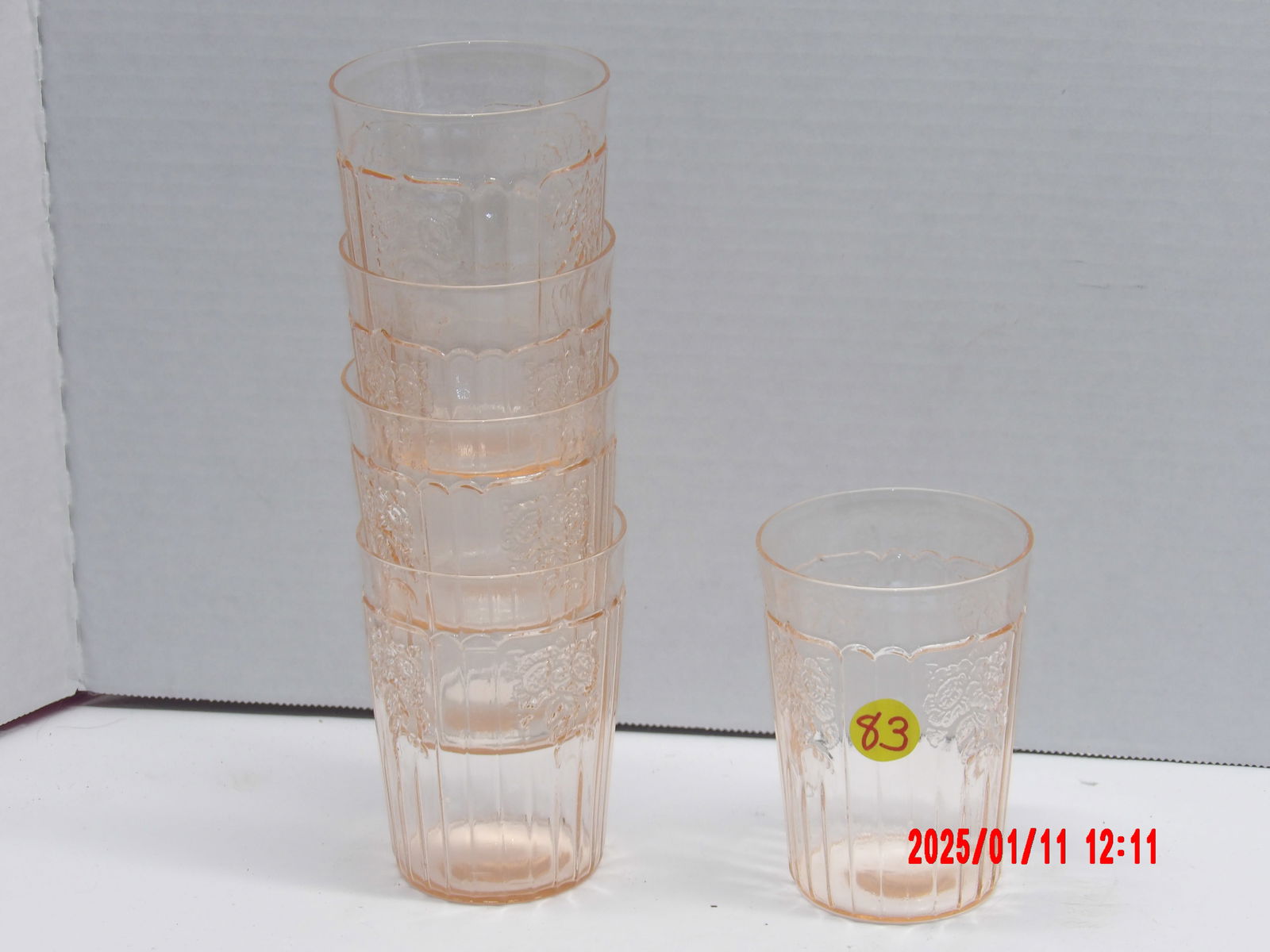 5 PC Pink Depression Juice Glasses (1 of 1)