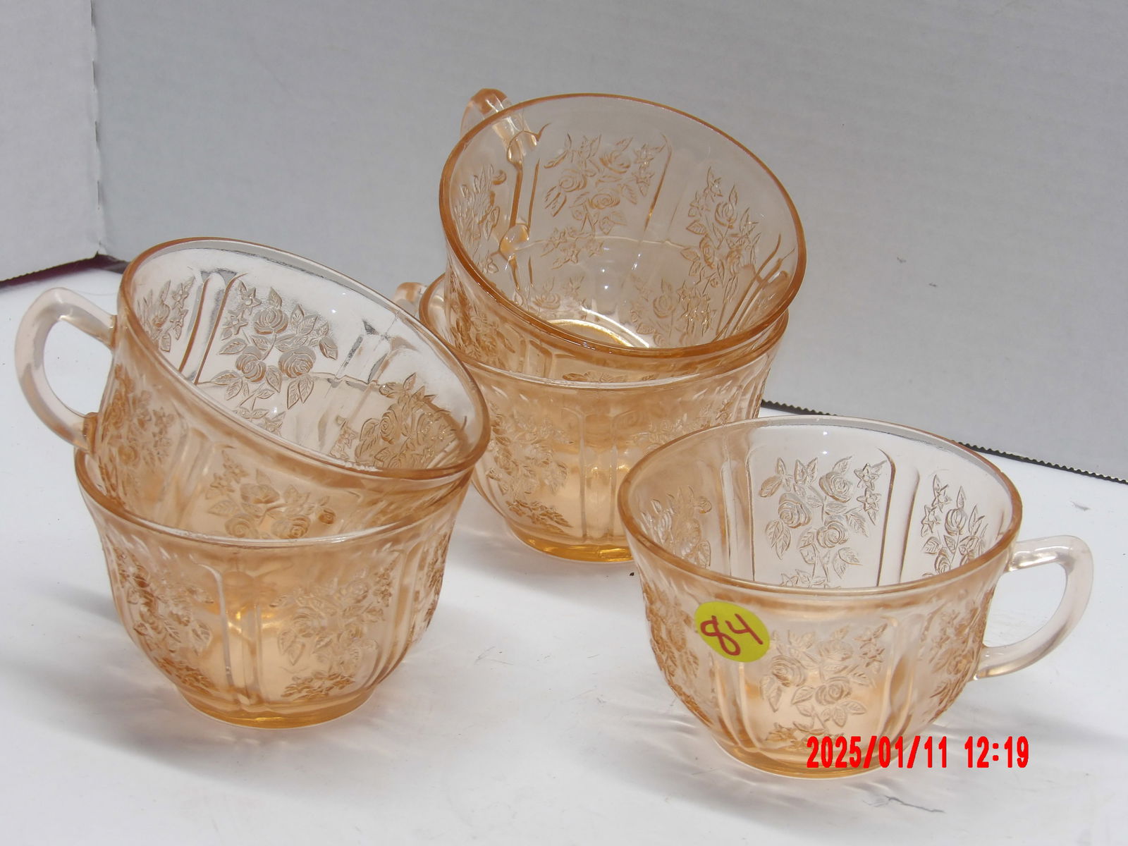 5 PC Pink Depression Tea/Coffee Cups (1 of 1)