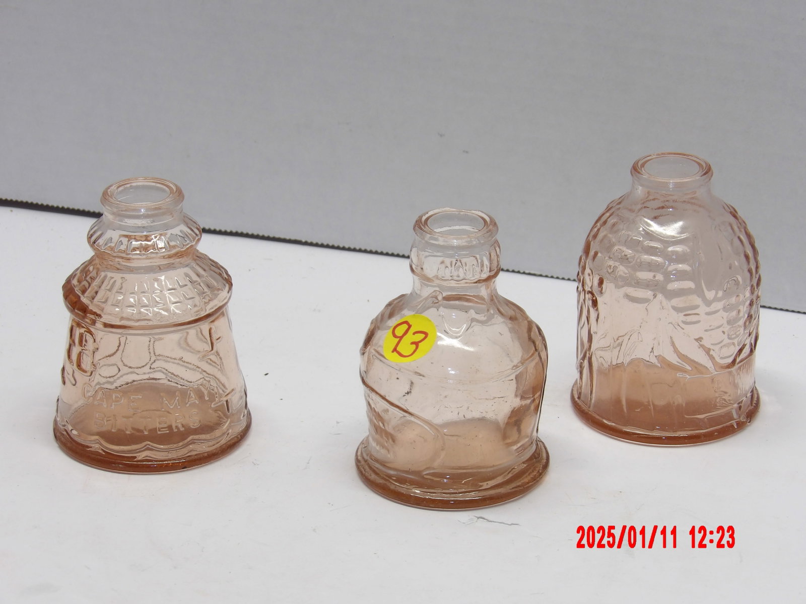 Original Pocahontas Indian Herbs Glass Bottle: Rose Pink, from Wheaton NJ. No Lid