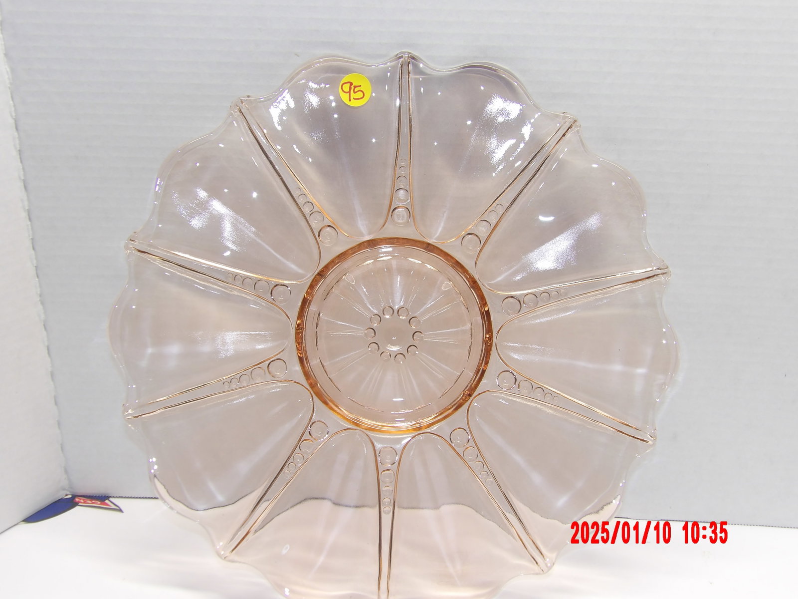 Pink Depression Sandwich Plate: Pink Oyster and Pearl, by Anchor Hocking