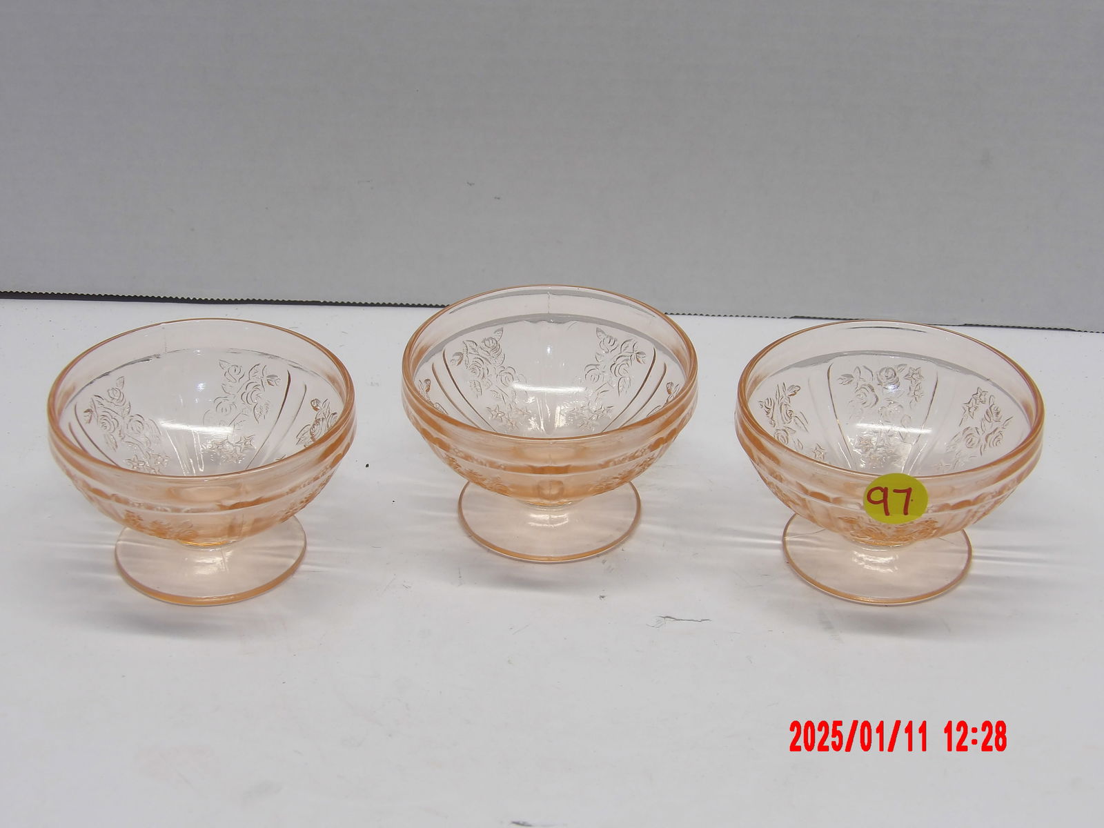3 PC Pink Depression Glass Candy Dish Bowls (1 of 1)
