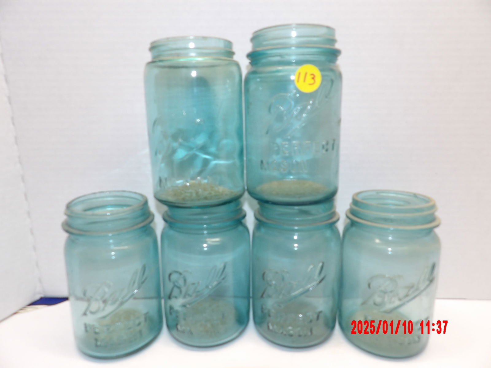 6 PC Vintage Ball Perfect Pint Mason Jar, No Lid (1 of 1)