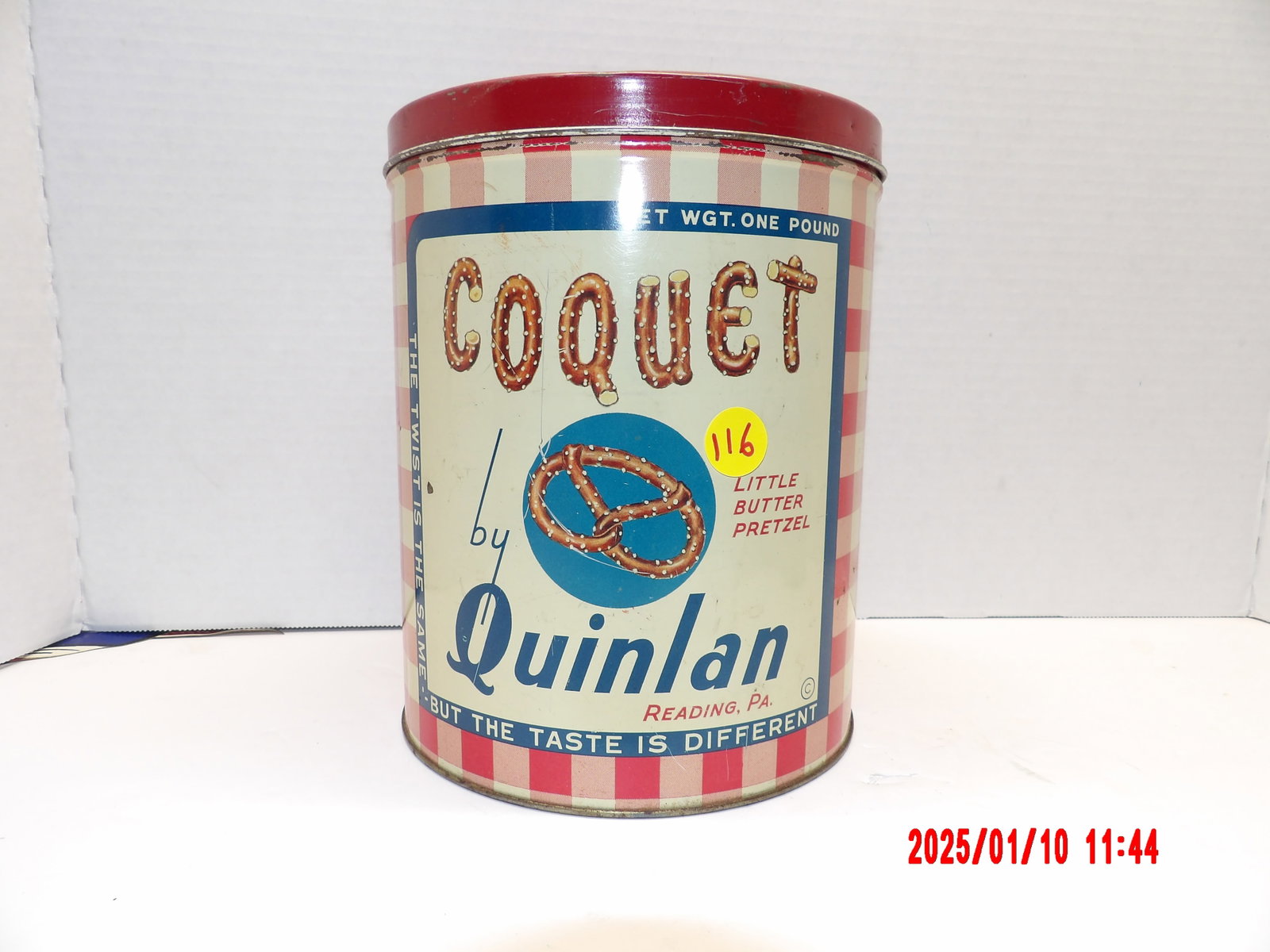 Vintage Tin "Coquet" Brand Little Pretzels: Made by Quinlan