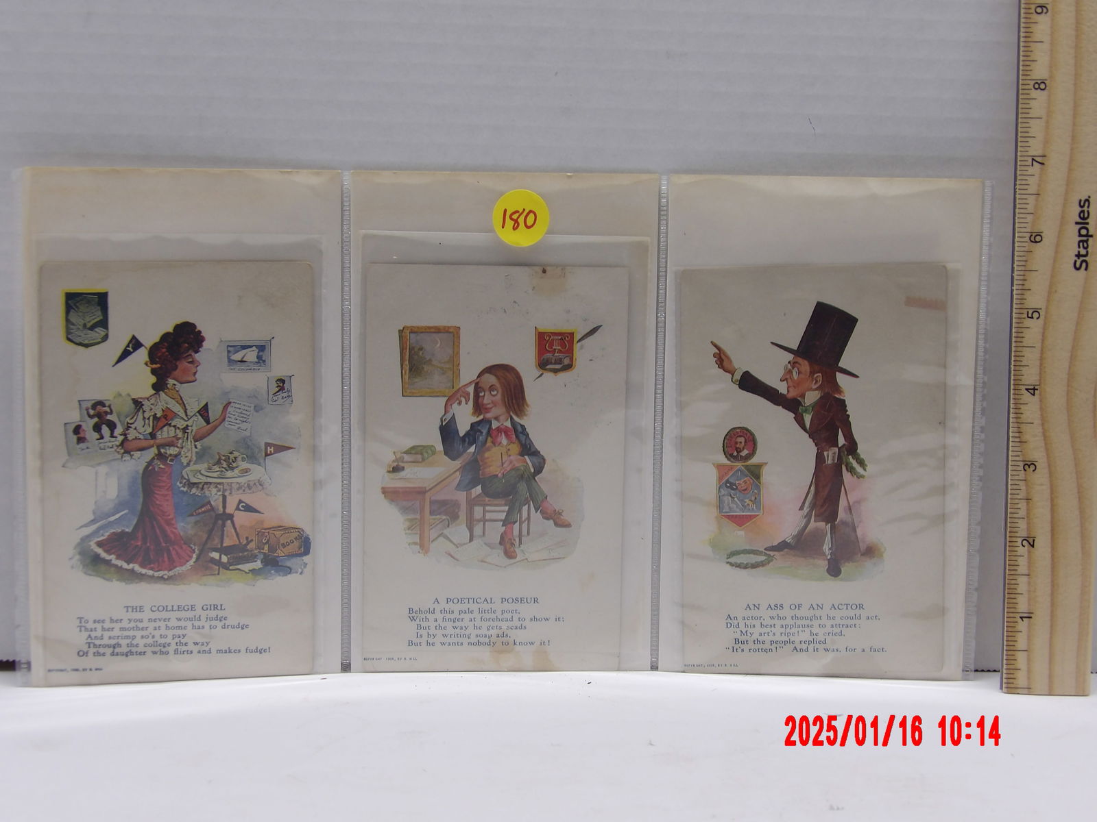 4 Pc Assorted Antique Pre-War Era R.Hill Vinegar Valentine Postcards (1 of 2)