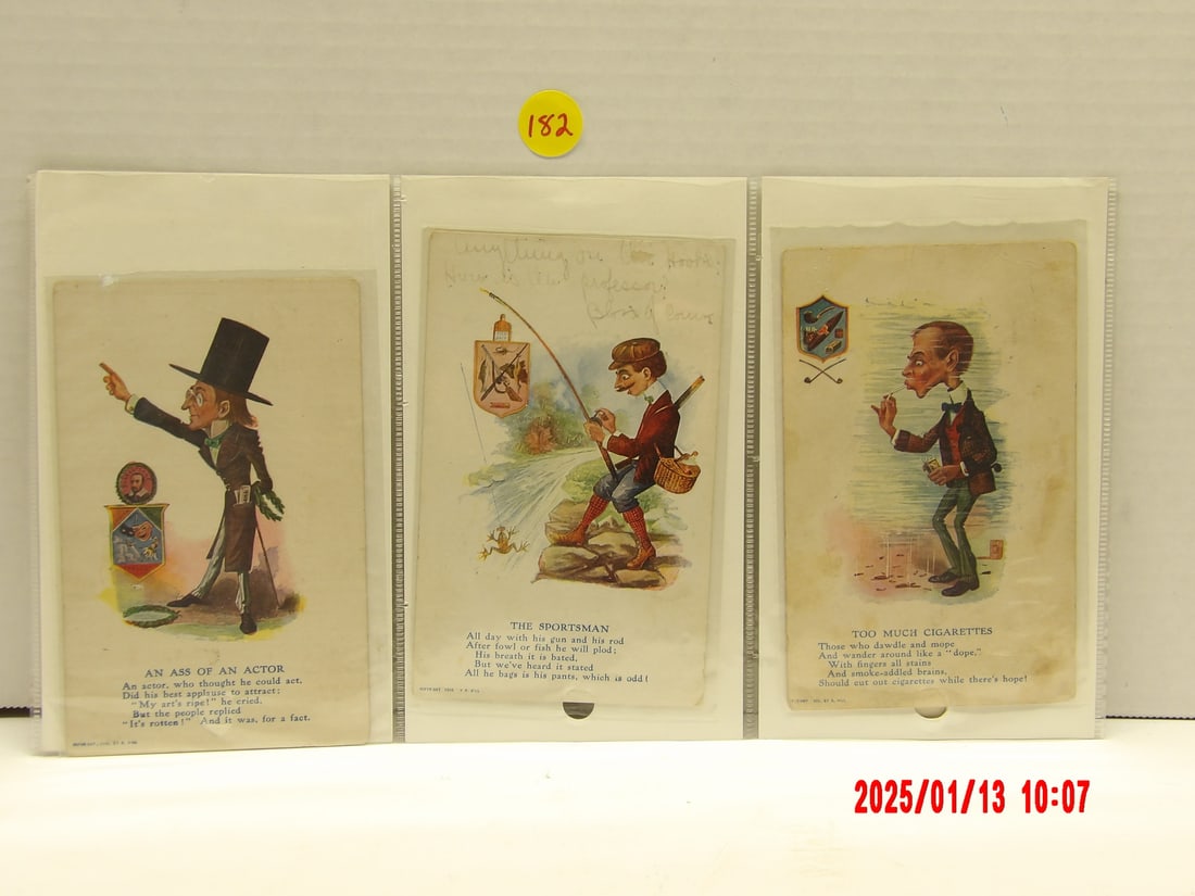 5 Pc Assorted Antique Pre-War Era R.Hill Vinegar Valentine Postcards (1 of 1)