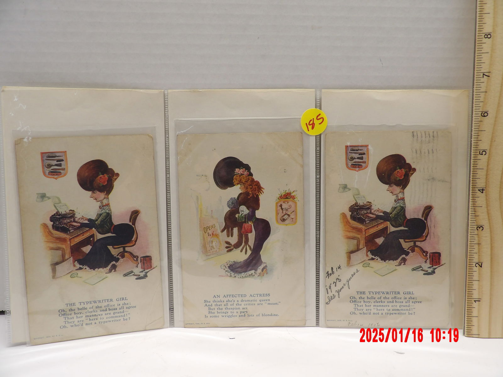 5 Pc Assorted Antique Pre-War Era R.Hill Vinegar Valentine Postcards (1 of 2)