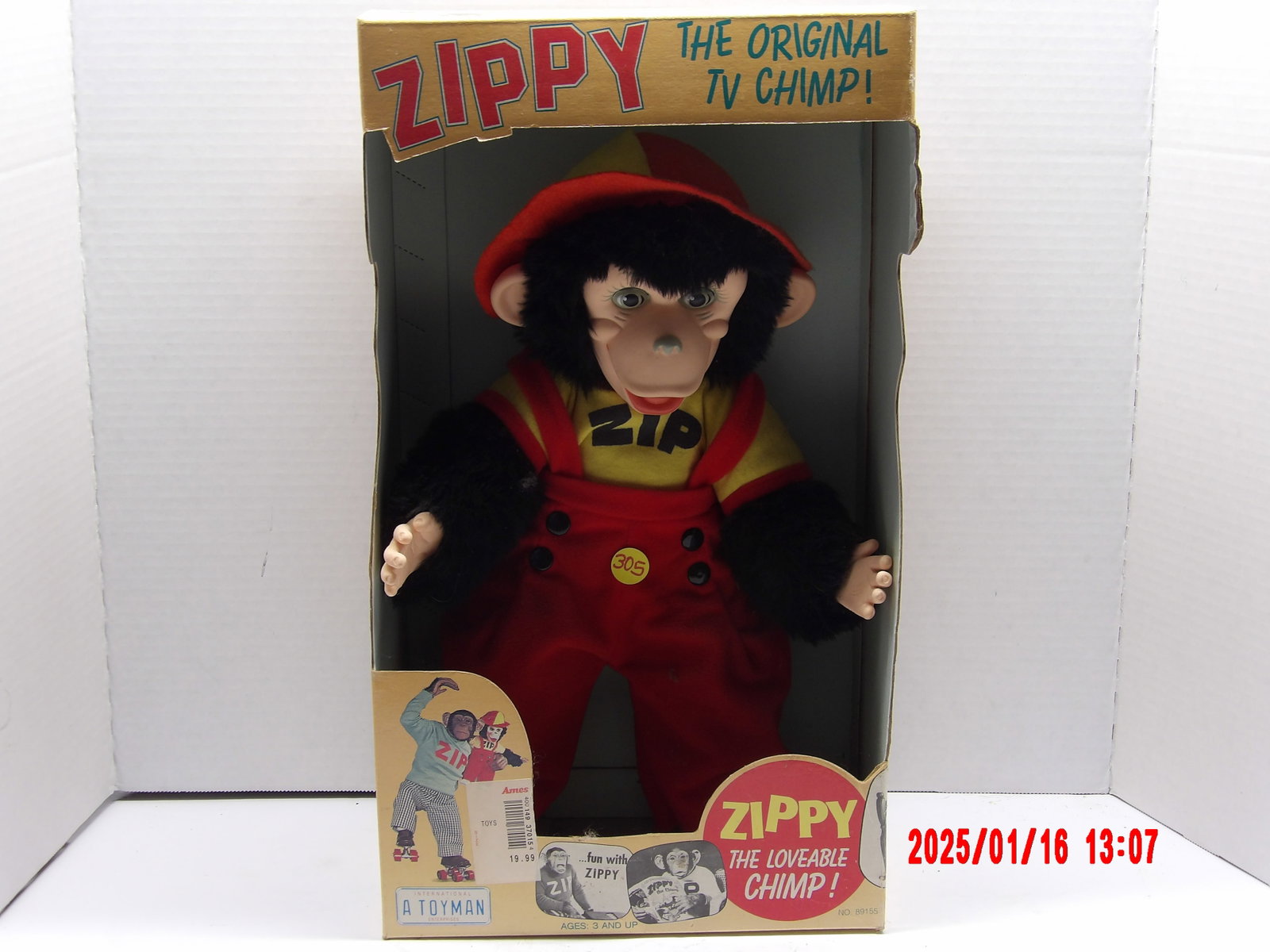 Zippy the Lovable Chimp Toy: Original box, unopened