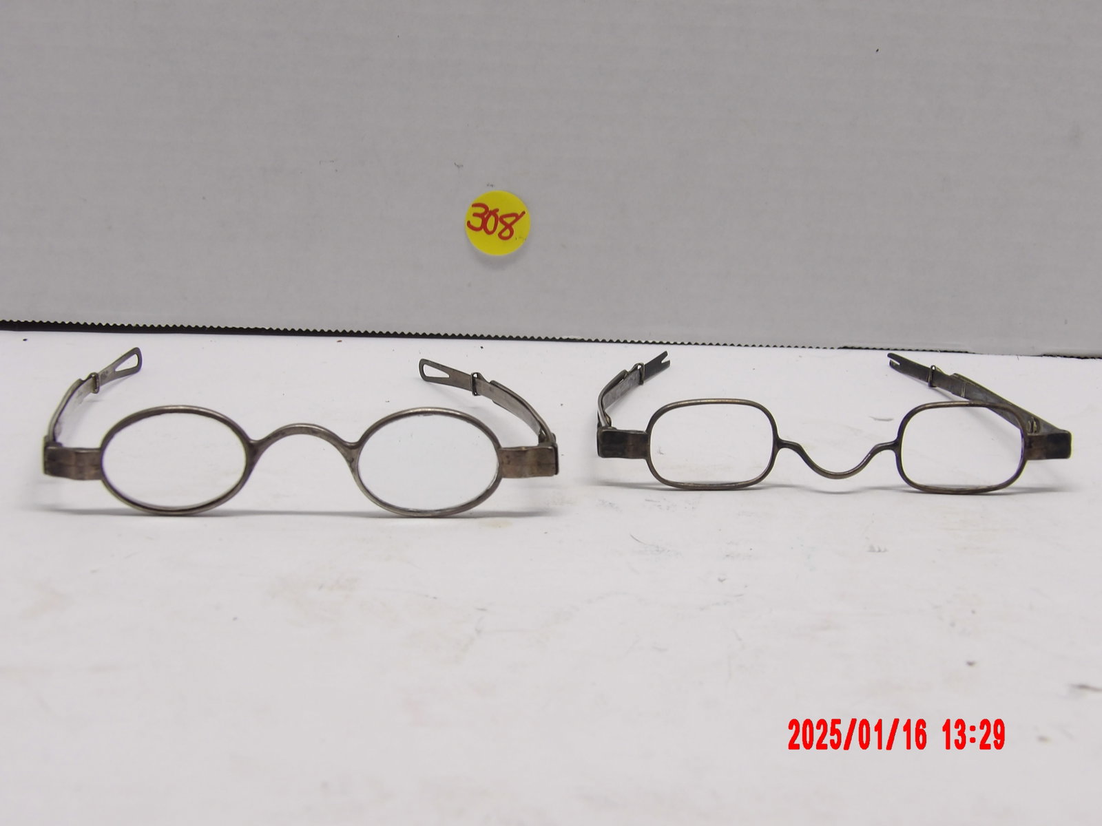 2 Coin Silver Spectacles by McAllister Co.: One with both lens, one without any lens