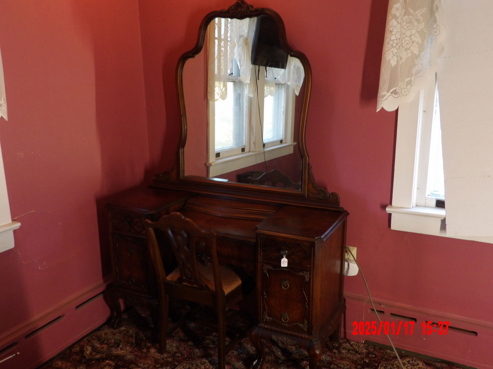 Antique French Style Vanity Table w/ Mirror and Chair (1 of 6)