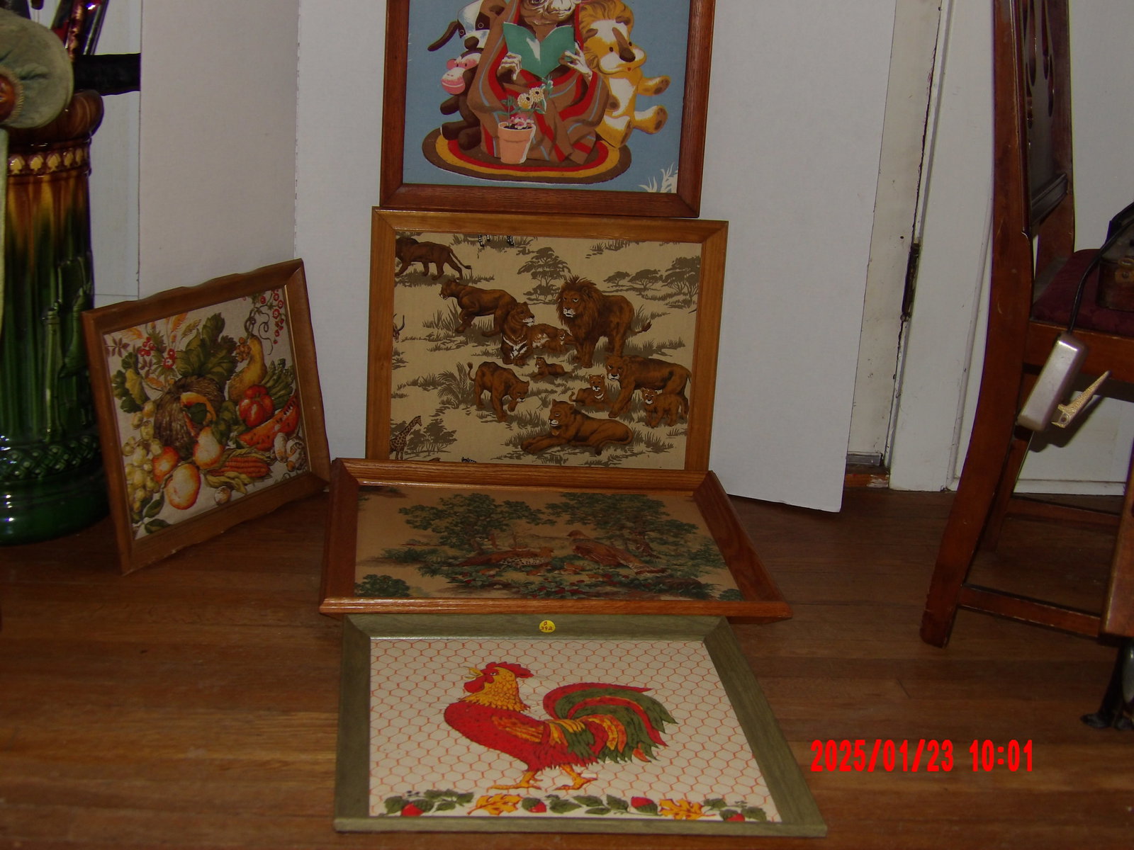 5 Pc Assorted Needlepoint Wall Decor Framed (1 of 8)