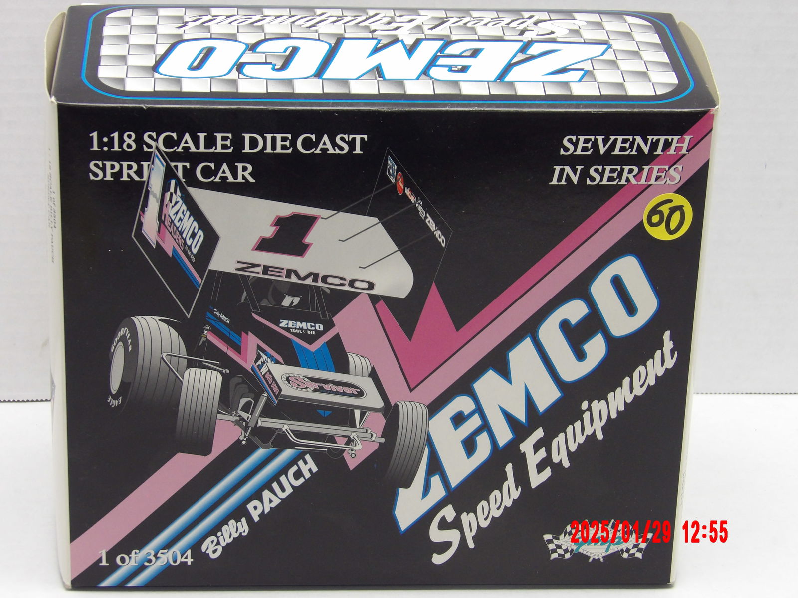 Zemco Speed Equipment 1:18 Scale Die-Cast Sprint Car - Billy Pauch Limited Edition: This is a Zemco Speed Equipment 1:18 scale die-cast sprint car model featuring Billy Pauch’s racing vehicle. It is the seventh model in the Zemco Speed Equipment series and is produced as a limited-