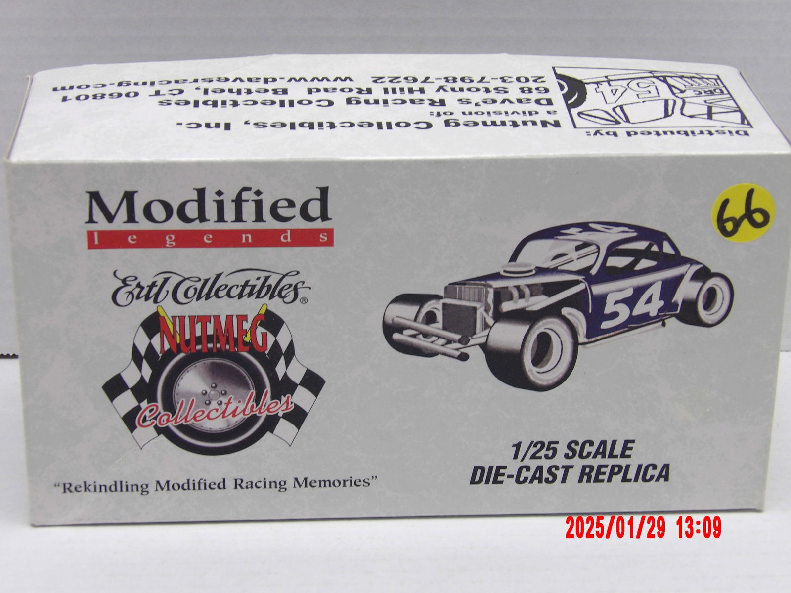 Autographed 1/25 Scale Die-Cast Modified Legends Race Car - #2, Tribute to Frankie Schneider: One of the standout features of this collectible is the autograph on the roof, adding authenticity and collector’s value. The name "Frankie Schneider" is printed on the roof, signifying this model i