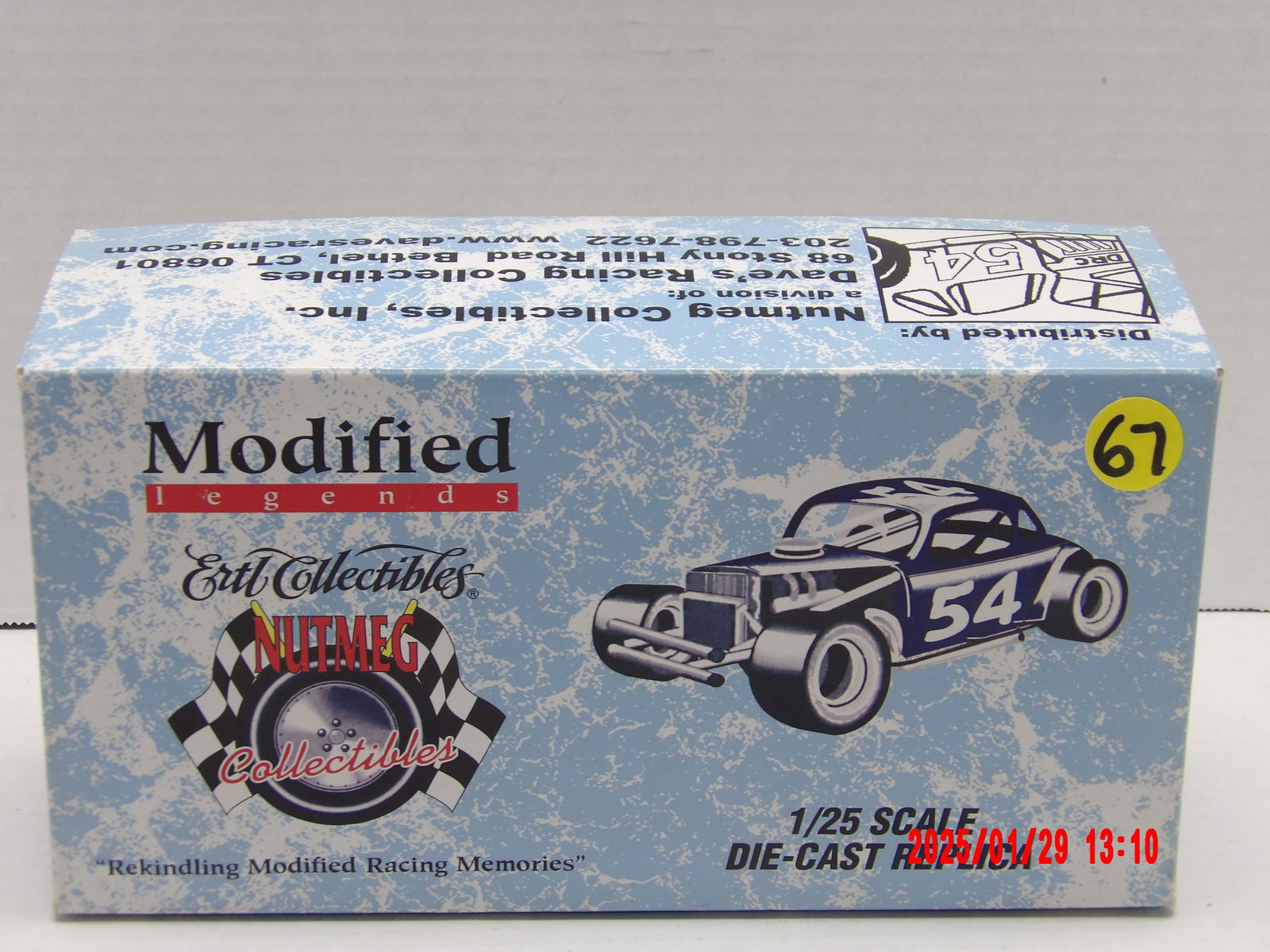 Autographed 1/25 Scale Die-Cast Modified Legends Race Car - #8, Tribute to Freddie Adams: This collectible 1/25 scale die-cast modified stock car is a part of the Modified Legends Series by Ertl Collectibles / Nutmeg Collectibles. One of the highlights of this collectible is an autograph o