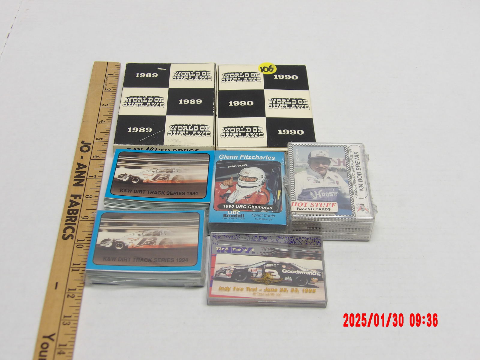 Vintage Dirt Track & Sprint Car Racing Trading Card Collection – World of Outlaws, URC, & NASCAR: This racing trading card collection includes a variety of dirt track, sprint car, and NASCAR-themed card sets, featuring legendary drivers and race cars from the late 1980s to the mid-1990s. It includ
