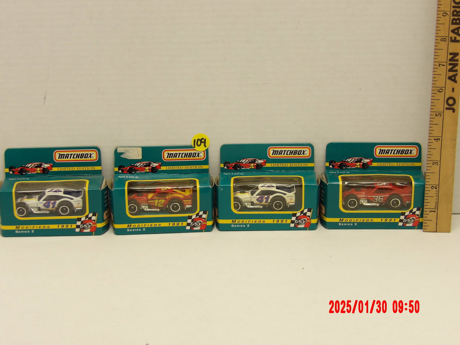 Matchbox Limited Edition Modified Racing Cars – 1991 Series 2 (Set of 4): This is a limited edition set of four modified racing cars from Matchbox's 1991 Series 2. These highly detailed, die-cast vehicles feature classic modified stock cars designed for short track racing,
