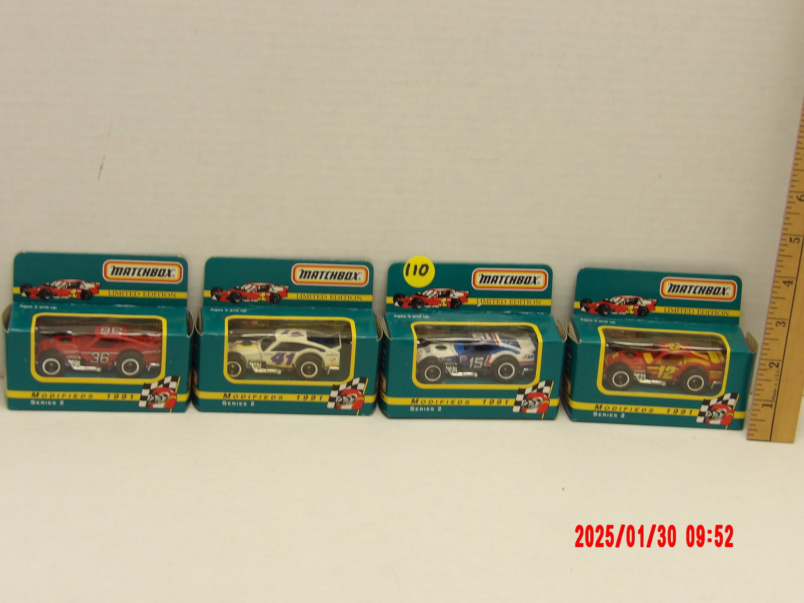 Matchbox Limited Edition Modified Racing Cars – 1991 Series 2 (Set of 4): This is a limited edition set of four modified racing cars from Matchbox's 1991 Series 2. These highly detailed, die-cast vehicles feature classic modified stock cars designed for short track racing,