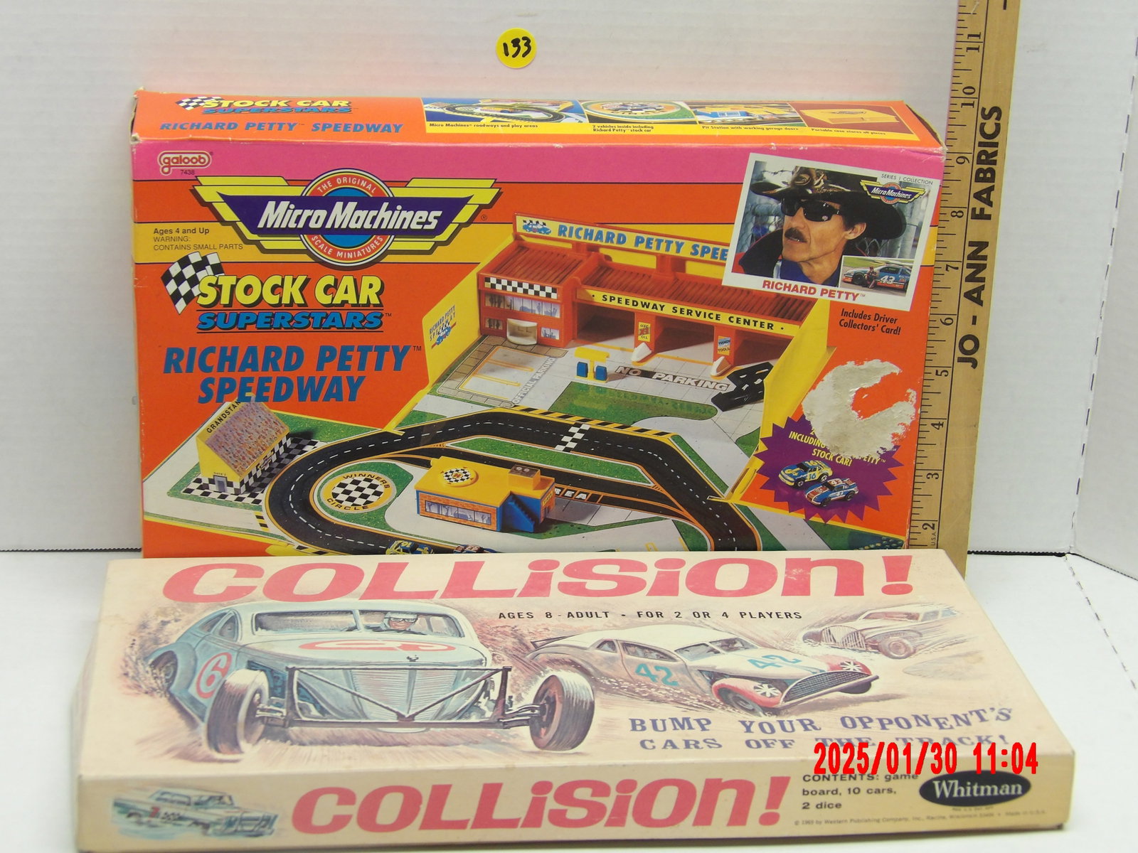 Vintage Racing-Themed Board Games – Micro Machines Richard Petty Speedway & Whitman Collision!: This lot features two classic racing-themed board games from different eras. Micro Machines Stock Car Superstars – Richard Petty Speedway (Galoob), & Collision! Board Game (Whitman, 1969)
