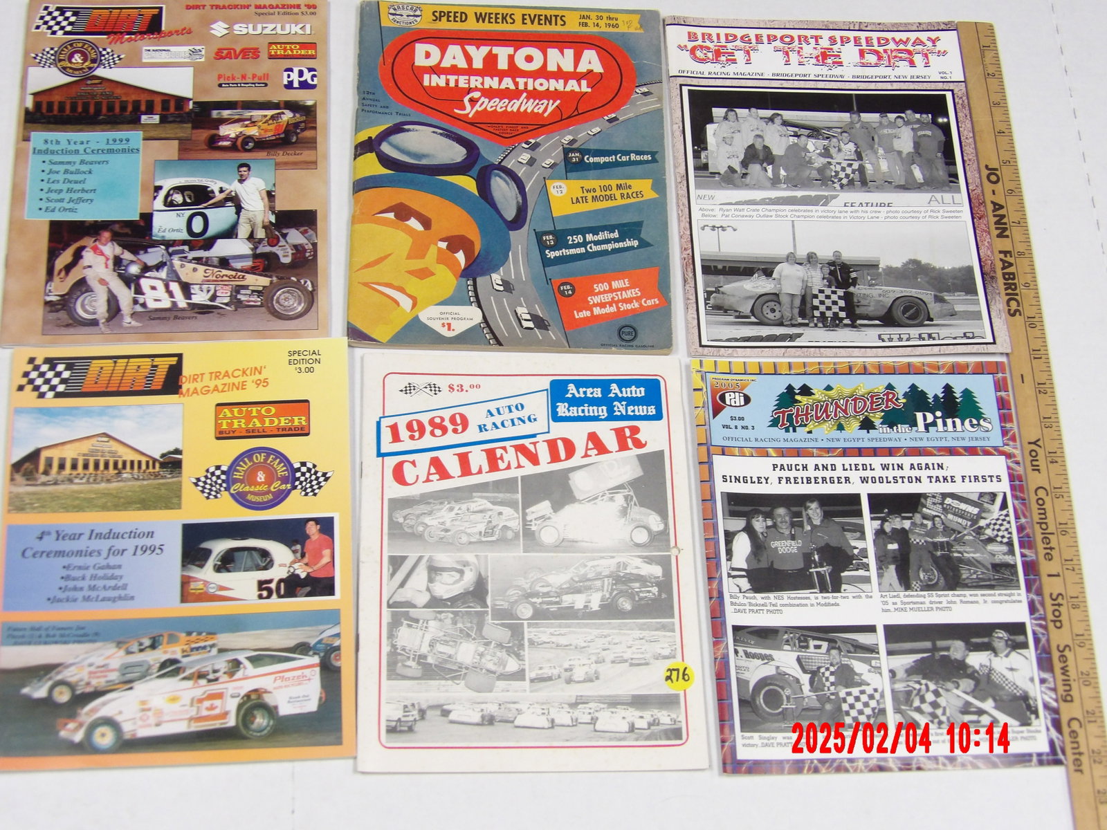 Collection of Vintage Auto Racing Magazines & Memorabilia (1989–1995): This lot showcases six collectible auto racing magazines and memorabilia publications, spanning from 1989 to 1995. These items provide a detailed glimpse into the world of stock car, dirt track, and o