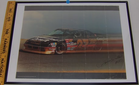 Framed Autographed Rusty Wallace Poster – Miller Genuine Draft #27 Pontiac