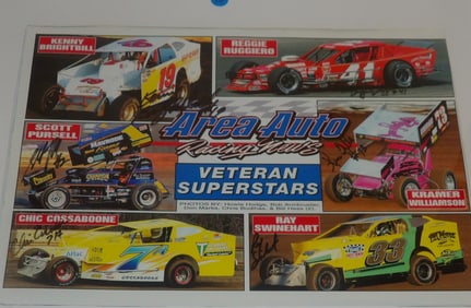 Framed Autographed Area Auto Racing News Poster – "Veteran Superstars" Featuring Modified & Sprint