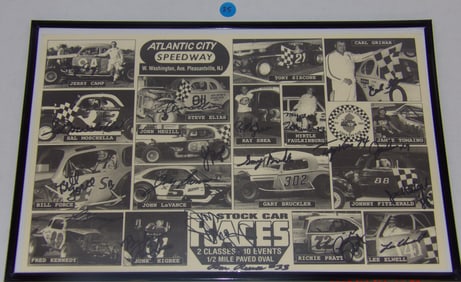 Framed Autographed Atlantic City Speedway Tribute Collage – Stock Car Racing Legends