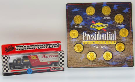- Matchbox 1993 Grand National Transporter & Sunoco Presidential Coin Series (1950-2000) Collectible
