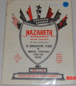 Nazareth Speedway Souvenir Program – 16 Consecutive Years of Modified & Sportsman Stock Car Racing